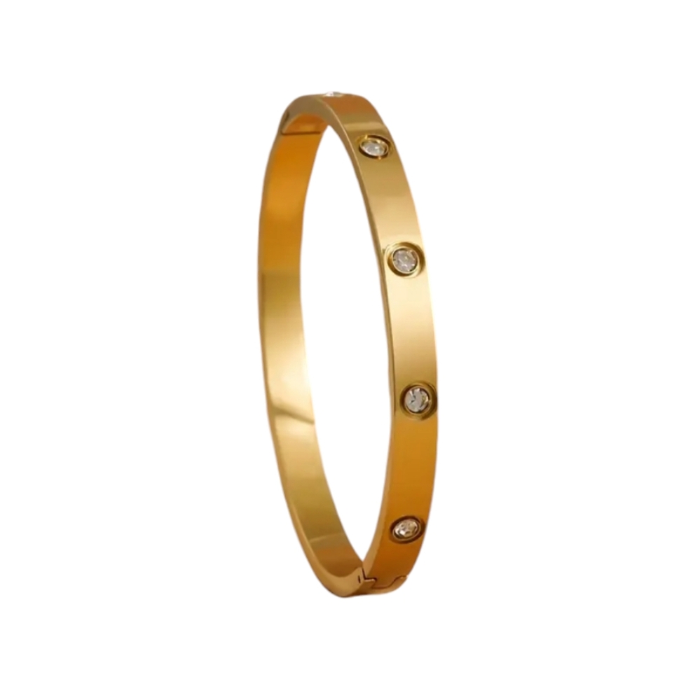 Stainless steel bracelet gold plated cz stones small size women 4mm wide…